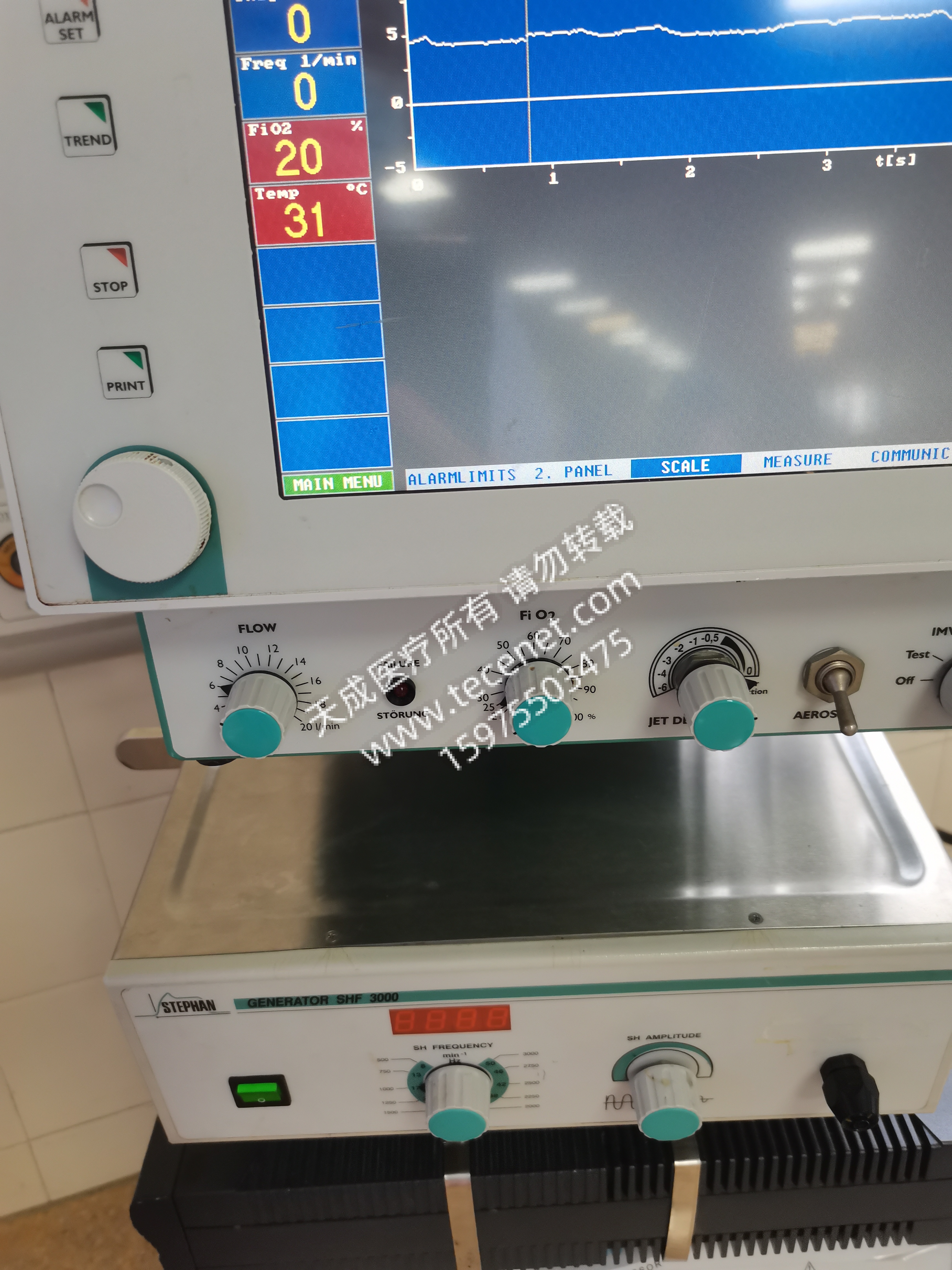 德國斯迪芬chriatina小兒呼吸機 NICU 斯迪芬的氧濃度設置與屏幕顯示相差較大